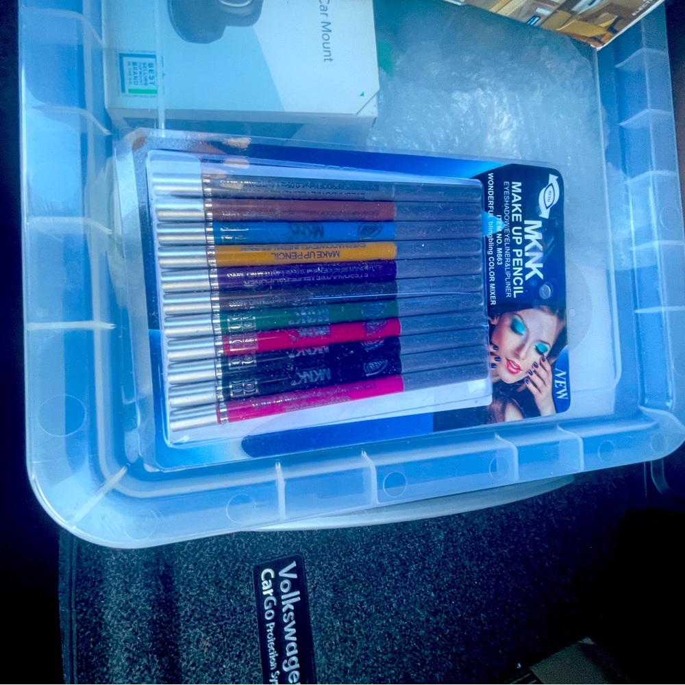 Mixed colored pencils for eyeliner or eyeshadow.